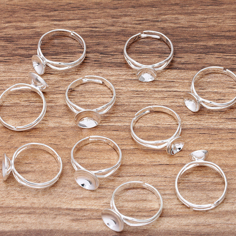 200 Openable Circle Ring 18KGP 8mm 10mm Round Nonporous Bead Blank Base Gemstone Setting