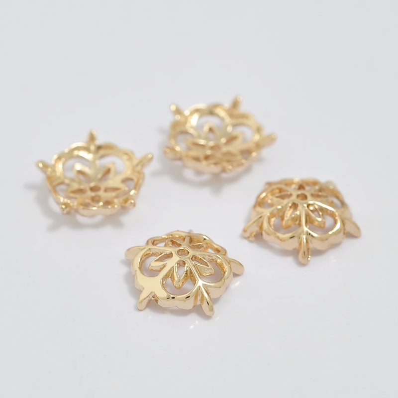50 bonnets de perles florales, tasse 14K GF, breloques, entretoise de perles