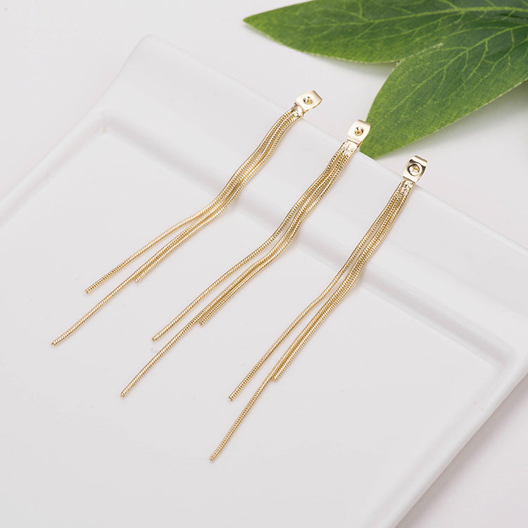 2 boucles d'oreilles à pampilles en chaîne serpent, tige d'oreille 14K GF, boucle d'oreille arrière