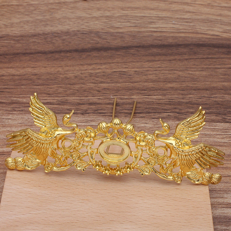 5 Phoenix Floral Charm Hair Fork Hairpin 18KGP 5mm 10x15mm Round Oval Cabochon Blank Base Gemstone Piece Setting