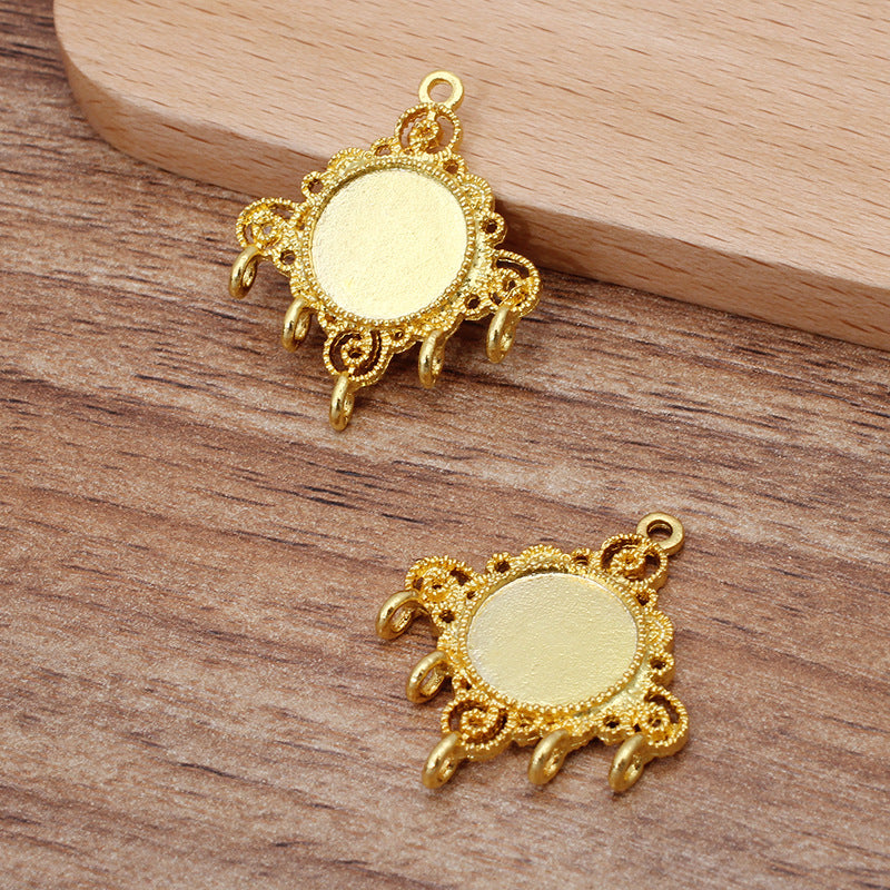 50 filigrane multi-boucles bord dentelé lunette tasse charme floral 18KGP 12mm cabochon rond base vierge pierre précieuse pièce réglage