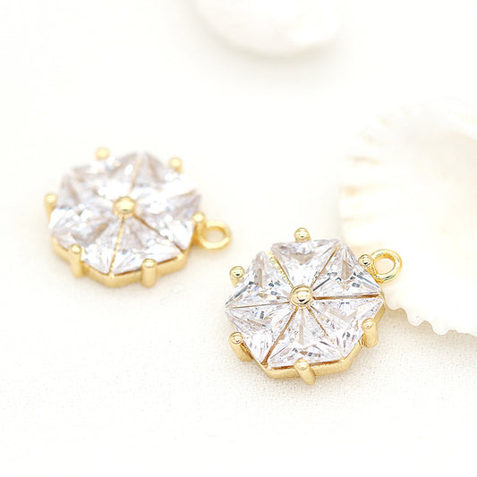 2 pendentifs à breloques hexagonaux ornés de strass 14K GF
