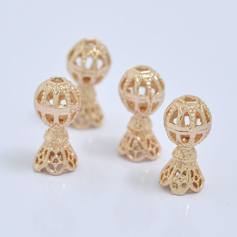 20 perles de vase creuses 14K GF, breloque en cuivre, entretoise de perles