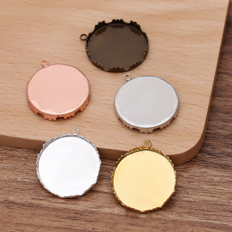 50 pendentif à breloque de tasse de lunette de bord de couronne 18KGP 12mm 15mm 20mm 25mm cabochon rond Base vierge réglage de pierres précieuses