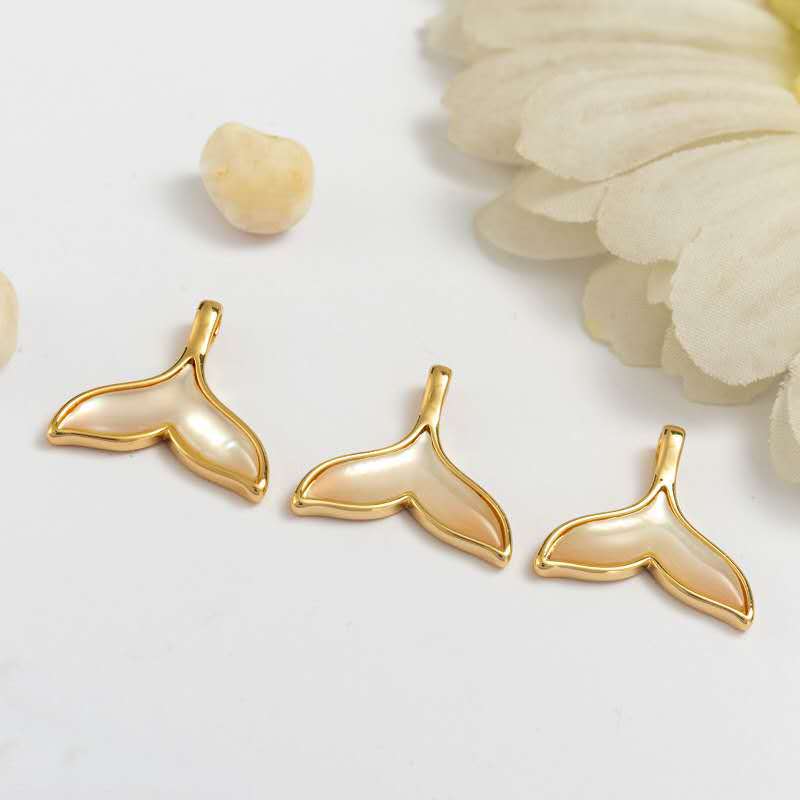 10 pendentif à breloque queue de baleine sirène 14K GF coquille embellie