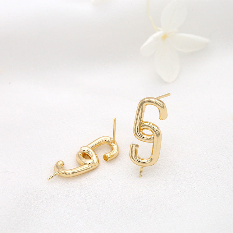 4 boucles d'oreilles à tige Double C 14K GF, perle semi-percée, vierge