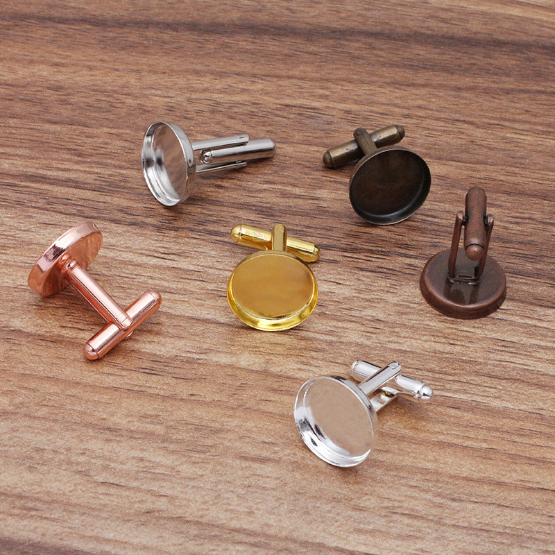 200 High Edge Bezel Cup Cufflink 18KGP 16mm Round Cabochon Blank Base Gemstone Setting