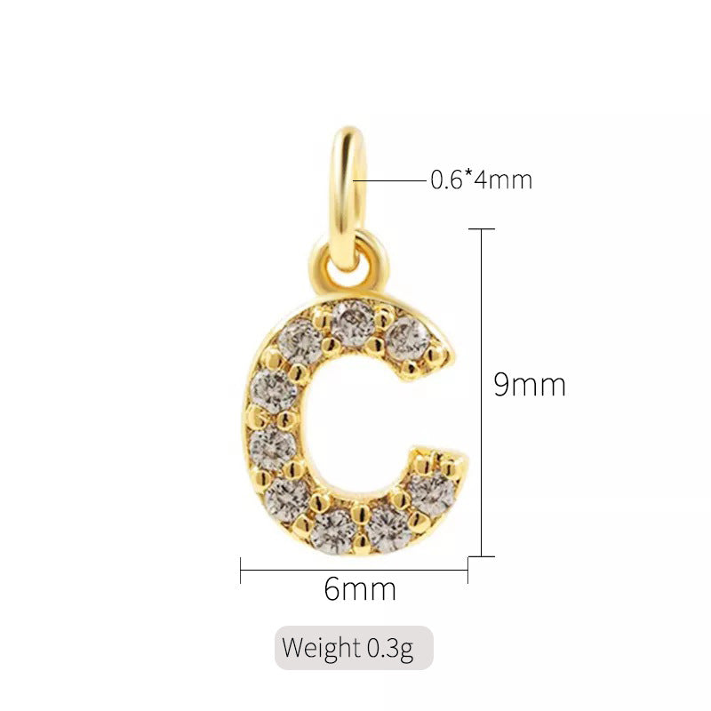 2 minuscules initiales Alphabet AZ Charm Pendentif Strass Embelli 14K GF
