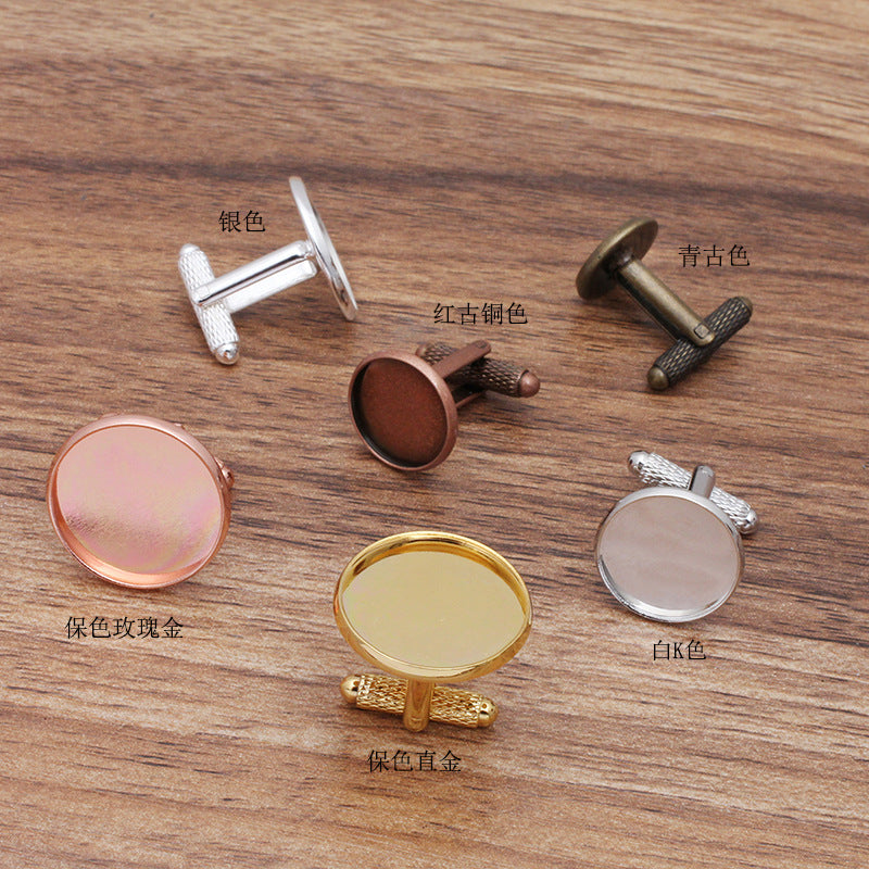 20 boutons de manchette sculptés antidérapants, 18KGP, 12mm, 14mm, 16mm, 18mm, 20mm, cabochon rond, Base vierge, réglage des pierres précieuses