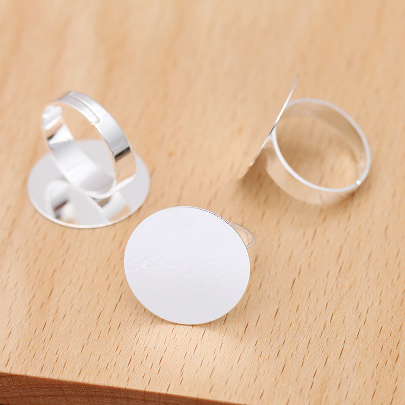 200 Flat Pad Openable Circle Ring 18KGP 20mm Round Cabochon Blank Base Gemstone Setting