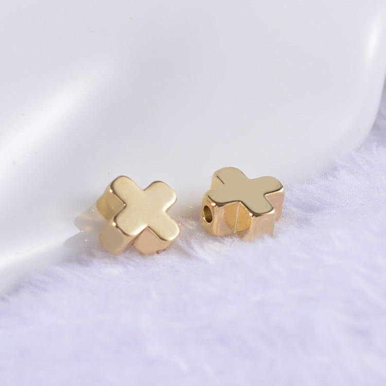 100 breloques en perles croisées brillantes, entretoise en cuivre 14K GF