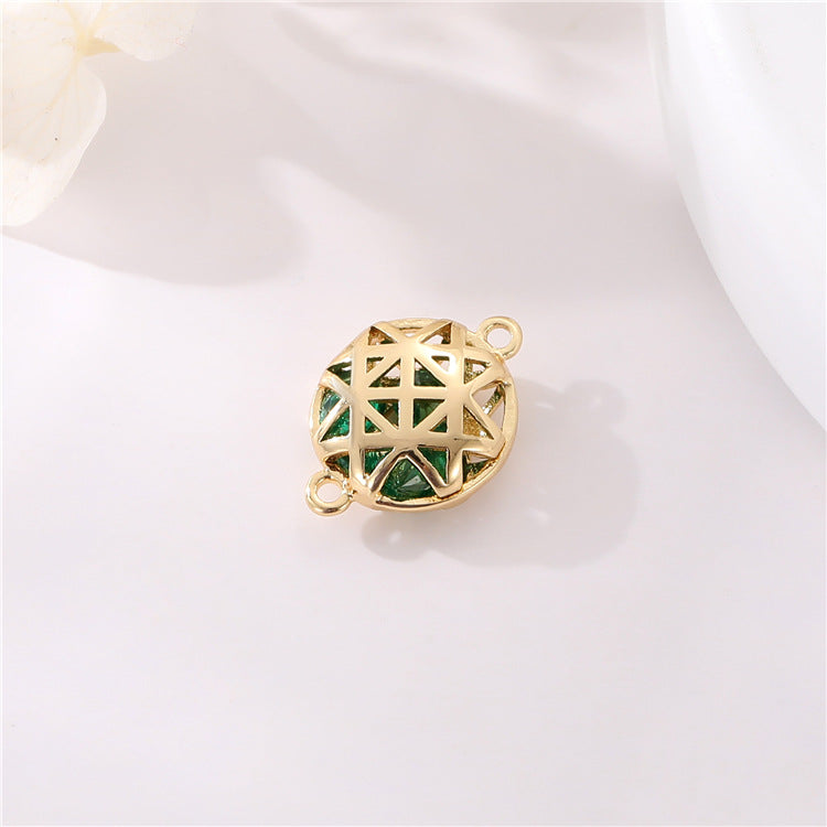 2 Double boucle carré rectangle rond papillon coeur charme connecteur strass incrusté 14K GF