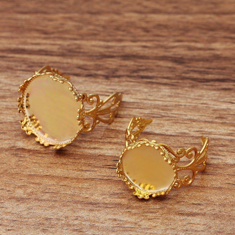 20 Filigree Crown Edge Bezel Cup Open Circle Ring 18KGP 15mm 20mm Round Cabochon Blank Base Gemstone Setting