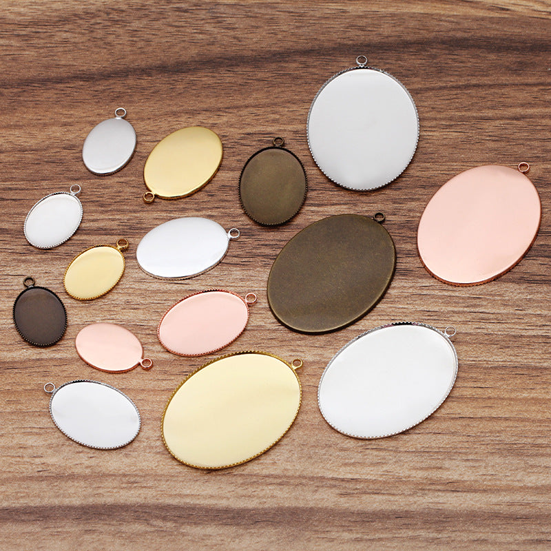 50 pendentif à breloque de tasse à lunette à bord dentelé 18KGP 13x18mm 18x25mm 30x40mm cabochon ovale Base vierge réglage de pierres précieuses