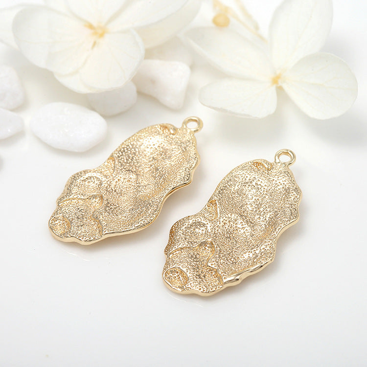 5 pendentif à breloque ronde martelé givré 14K GF