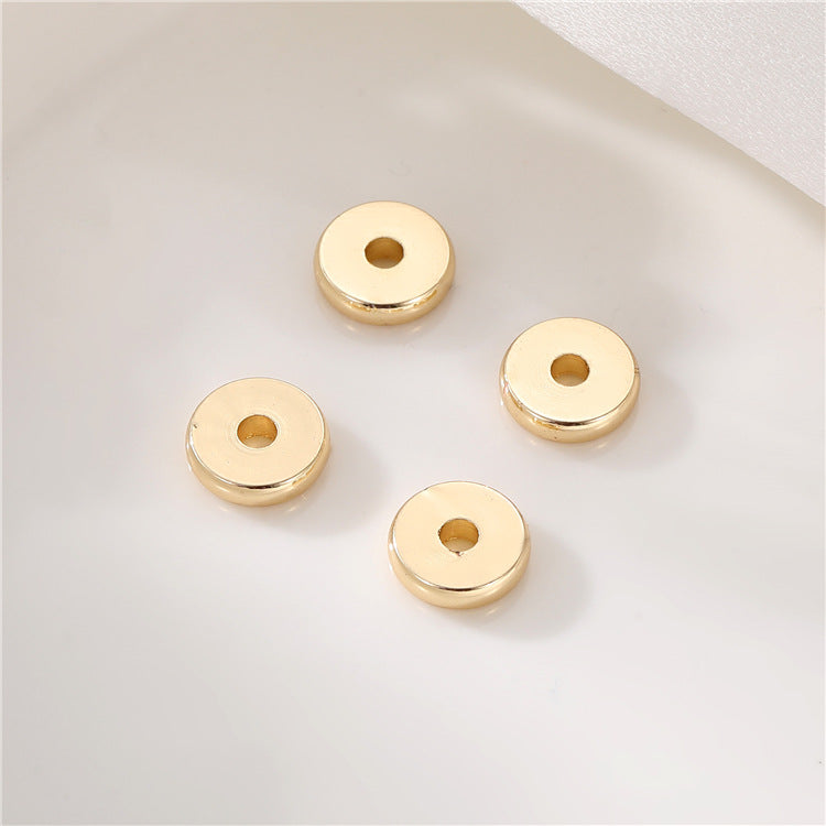 10 flache Roundelle Bead Charm 14K GF Beadwork Spacer