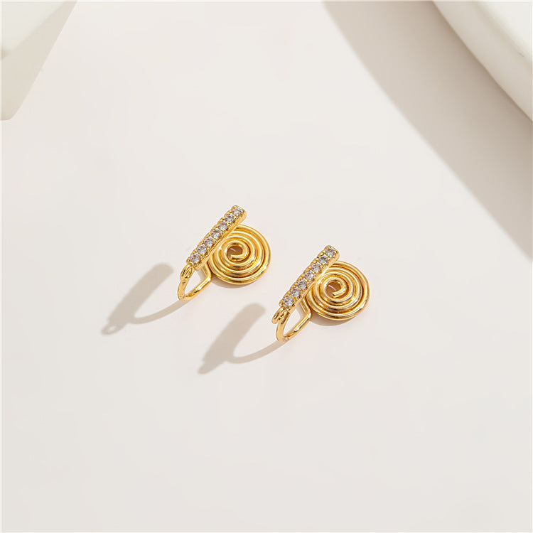 4 boucles d'oreilles à crochet en spirale ornées de strass 14K GF