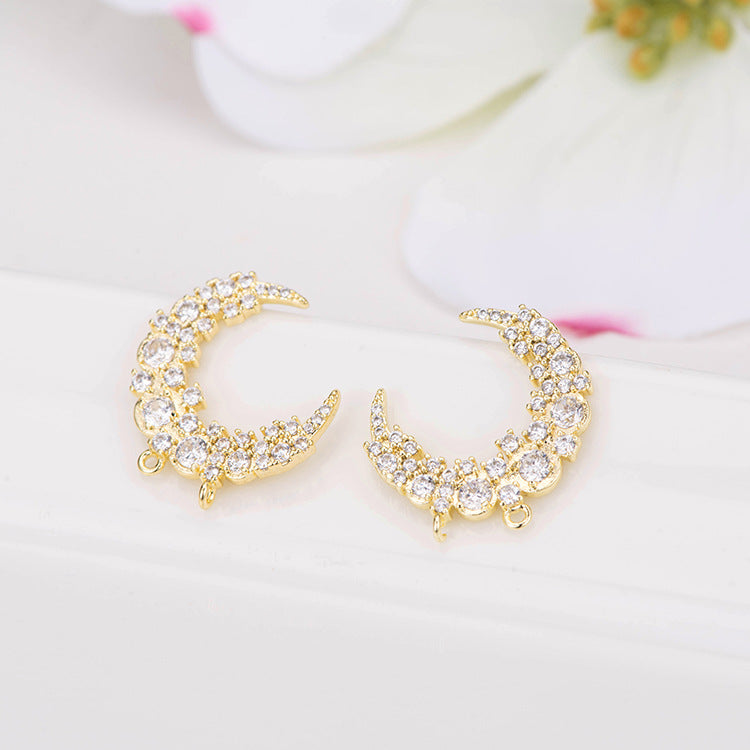 4 clous de nouvelle lune à double boucle ornés de strass 14K GF