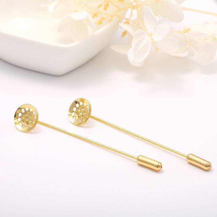 10 broches longues unies 14K GF, Cabochon plat creux, vierge