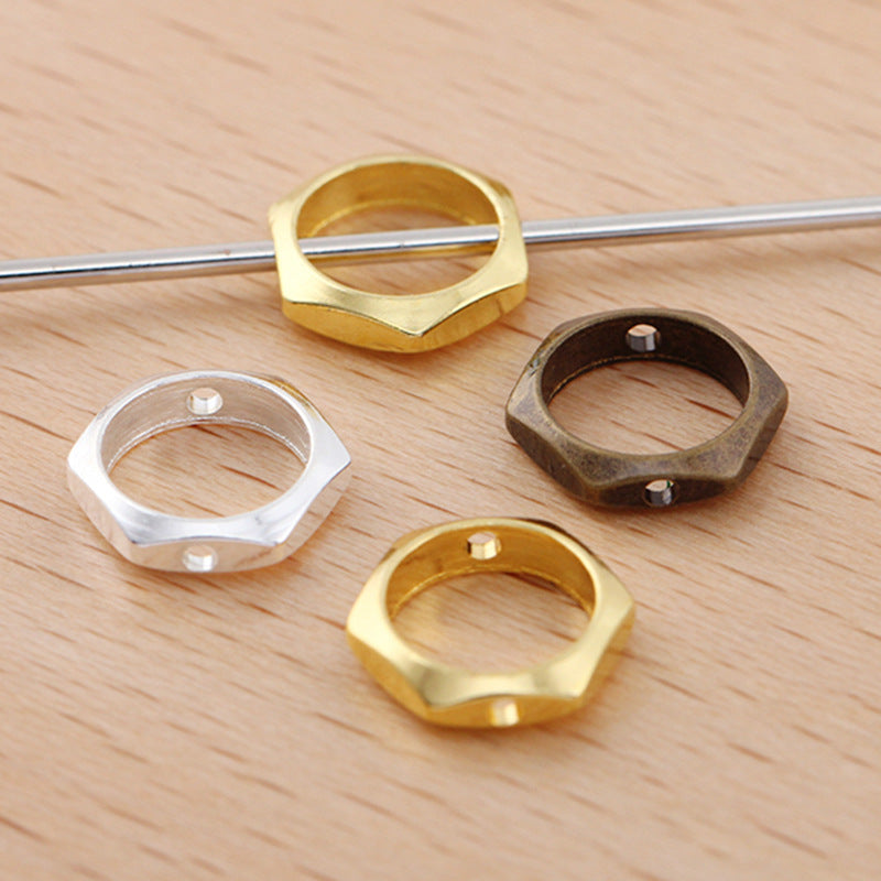 200 durchgehend gelochte sechseckige Charm-Perlenrahmen, 18 kg, 6 mm runde Perlen, leere Basis, Edelsteinfassung