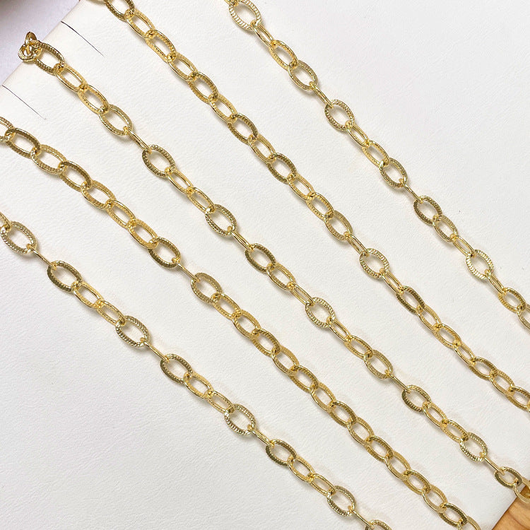 2 Meters Carving Oval Link Cable Chain 14K GF