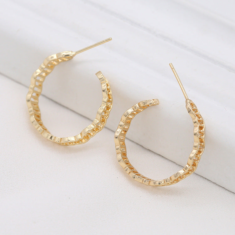 Boucles d'oreilles à tige en chaîne torsadée à 4 cercles ronds 14K GF