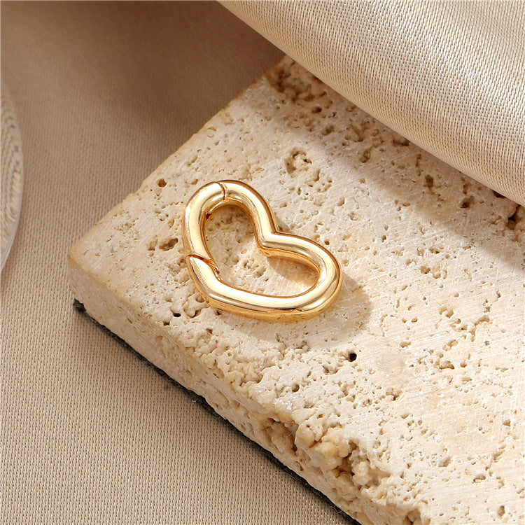 2 porte-clés oblongs en forme de cercle de cœur, fermoir mousqueton 14K GF
