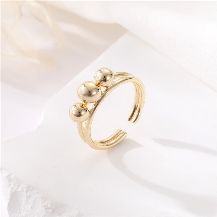 2 bague de déclaration sculptée en cercle ouvert 14K GF perle à moitié percée vierge