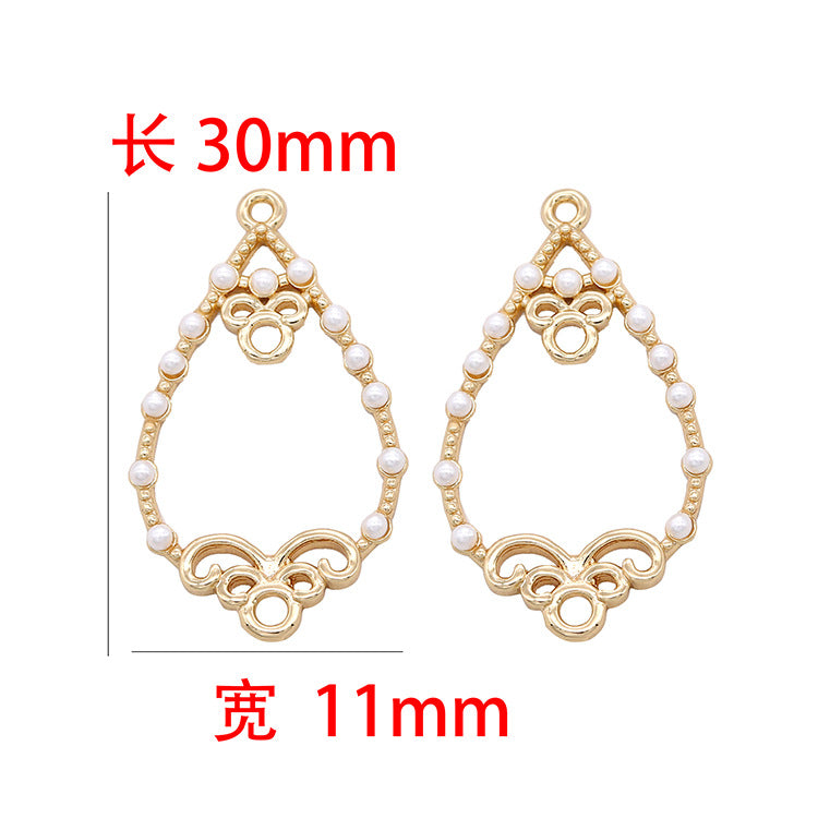 2 connecteurs de charme circulaire en forme de goutte d'eau à double boucle ornés de perles 14K GF