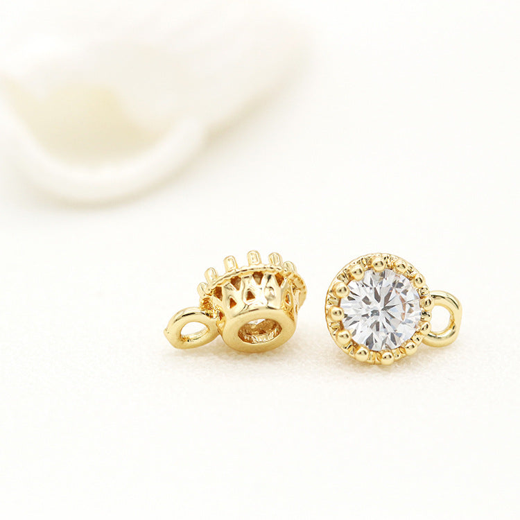 10 pendentifs à breloques ronds ornés de strass 14K GF