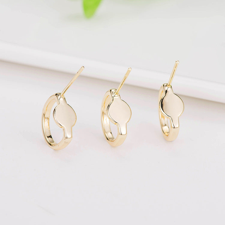 Boucles d'oreilles à 4 cercles ronds avec coussinets, 14 carats GF