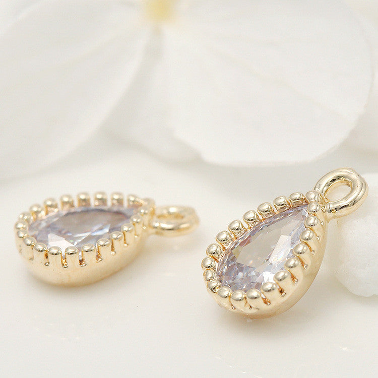10 pendentif à breloque goutte d'eau strass embelli 14K GF
