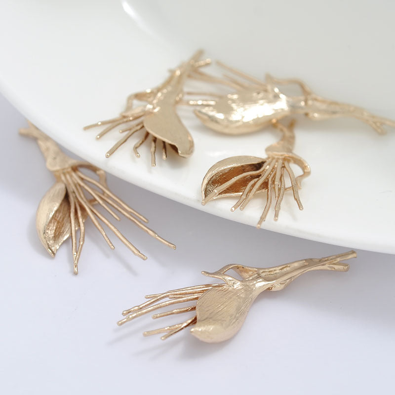 Pendentif à breloque florale 10 lys 14K GF