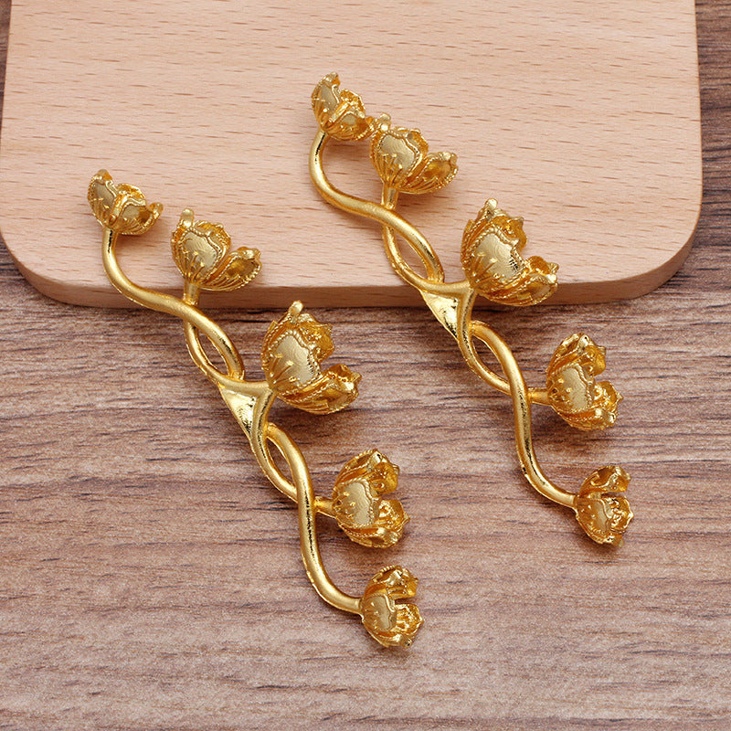 10 Multi Floral Charm Haarband-Schnalle 18KGP 6-10mm runde, porenfreie Perlen-Rohling-Basis-Edelstein-Perlen-Fassung