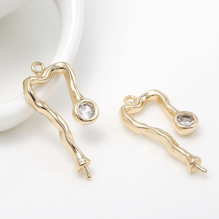 2 pendentifs à breloques en bâton courbé fondant strass embellis 14K GF perle à moitié percée perle vierge