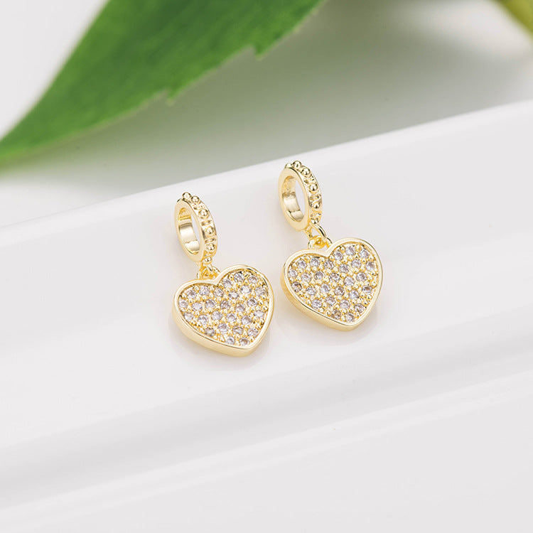 Pendentif à breloque 2 cœurs orné de strass 14K GF