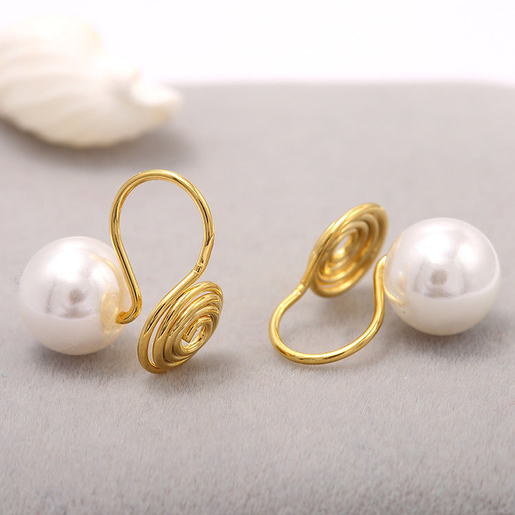 4 clips d'oreille en spirale de perles rondes sans boucle d'oreille perçante 14K GF