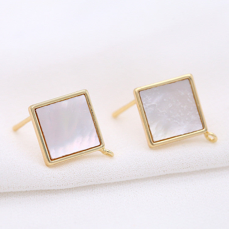 4 boucles d'oreilles triangle carré avec boucle d'oreille ornée de coquille 14K GF