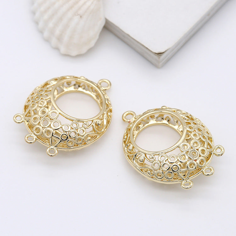 5 hohle, mehrfach geschlungene, florale, ovale Kreis-Charm-Anhänger aus 14 Karat GF