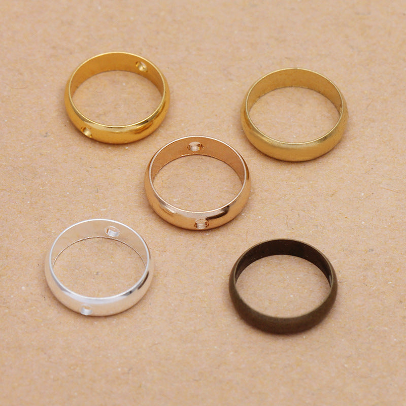 Cadre de perles de charme rond troué 100, 18KGP, perles rondes de 6mm, 8mm, 10mm, Base vierge, réglage des pierres précieuses