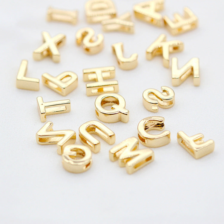 10 trous larges Alphabet plat perle ceinture charme 14K GF perles entretoise