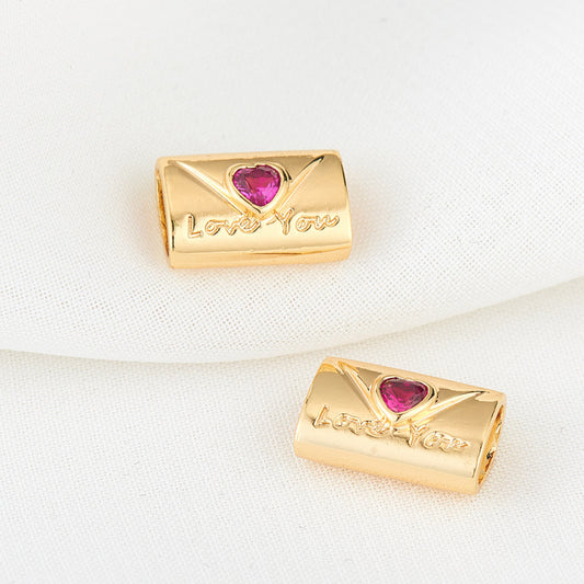 Breloque en perles à 2 lettres, ornée de strass, espaceur de perles 14 carats GF