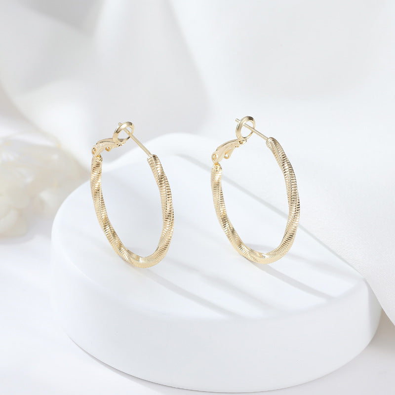 4 boucles d'oreilles créoles épaisses en cercles torsadés 14K GF Earing