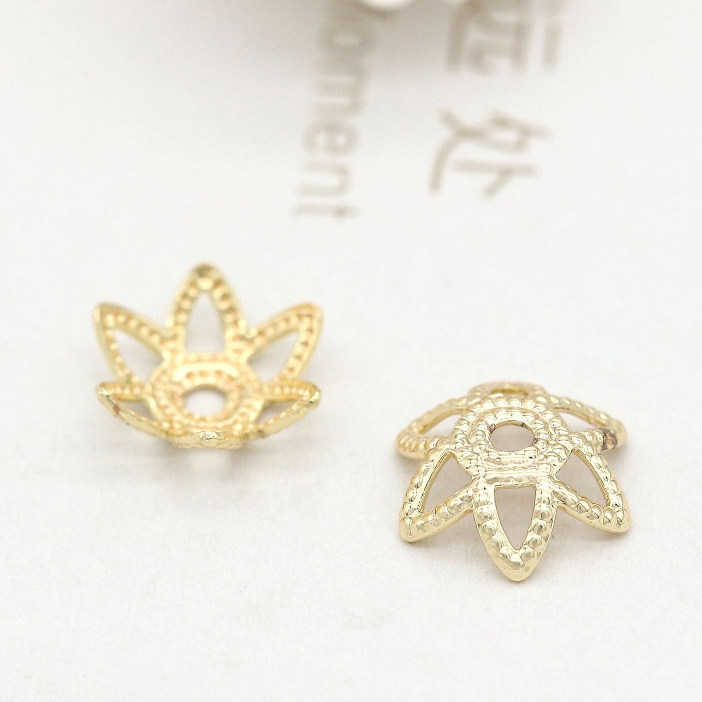 10 capuchons de perles florales, tasse 14K GF, entretoise de perles de charme
