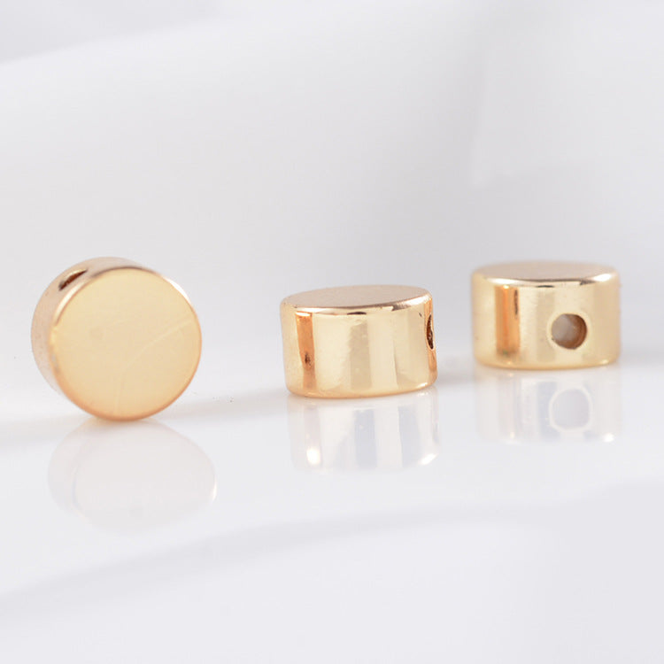 100 breloques de perles de colonne brillantes, entretoise de perles en cuivre 14K GF