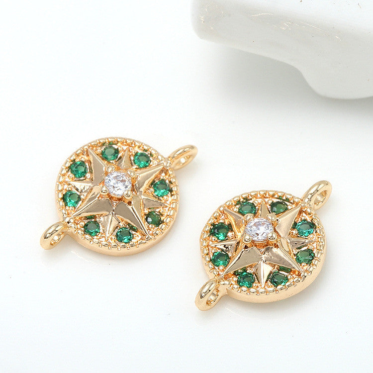 2 connecteurs de charme étoile à double boucle ornés de strass 14K GF
