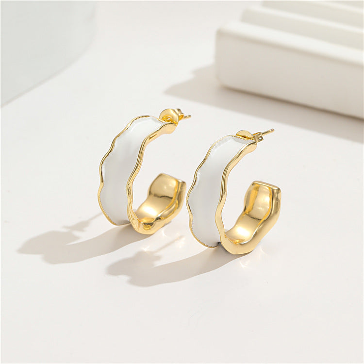 4 boucles d'oreilles demi-cercle en émail époxy 14K GF
