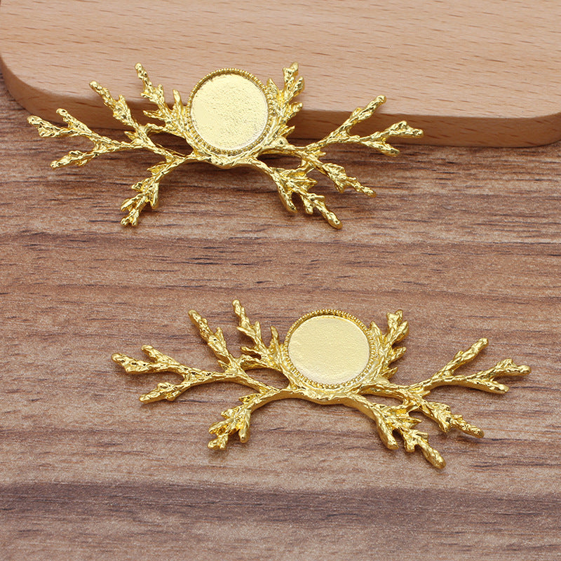 20 filigrane bord dentelé lunette tasse branche pendentif à breloque 18KGP 12mm cabochon rond Base vierge réglage de la pièce de pierre précieuse