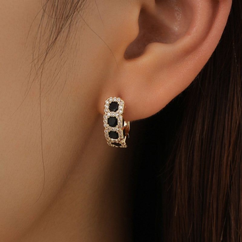 4 boucles d'oreilles créoles en forme de cœur et d'étoile florales ornées de strass 14K GF