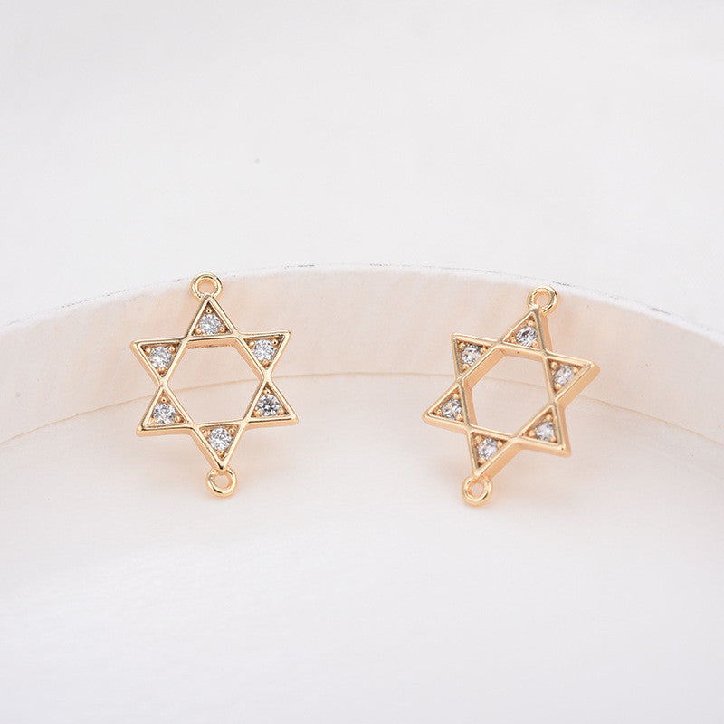 20 connecteurs de charme David Star à double boucle ornés de strass 14K GF